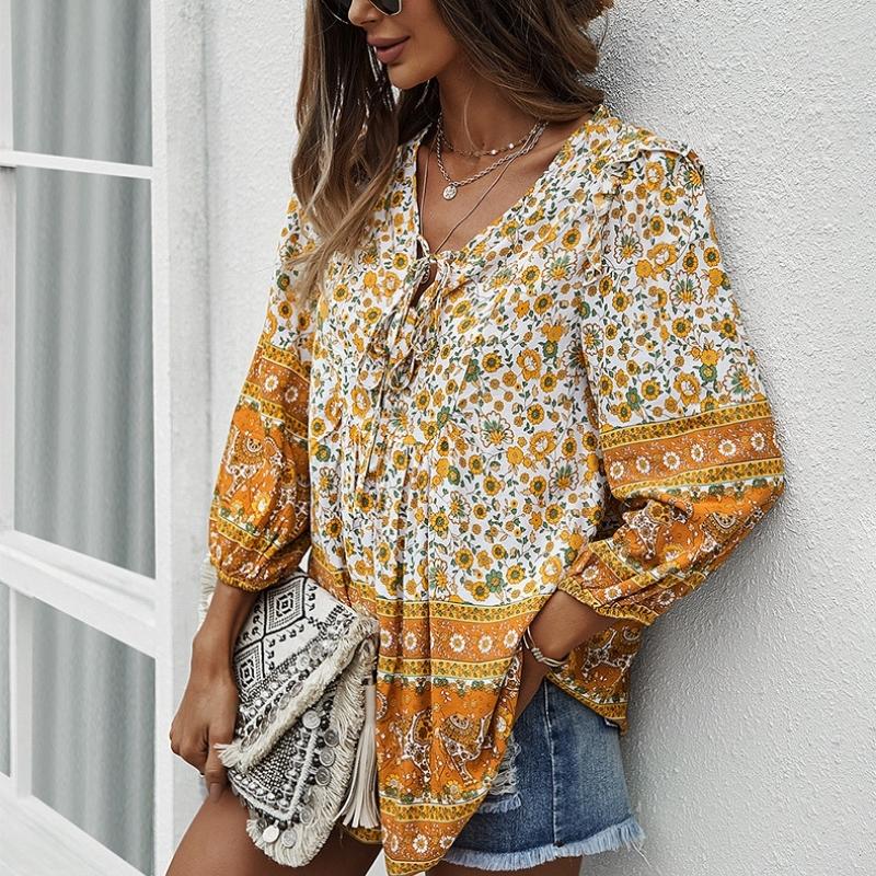 Long Sleeves Printed Shirts Blouses