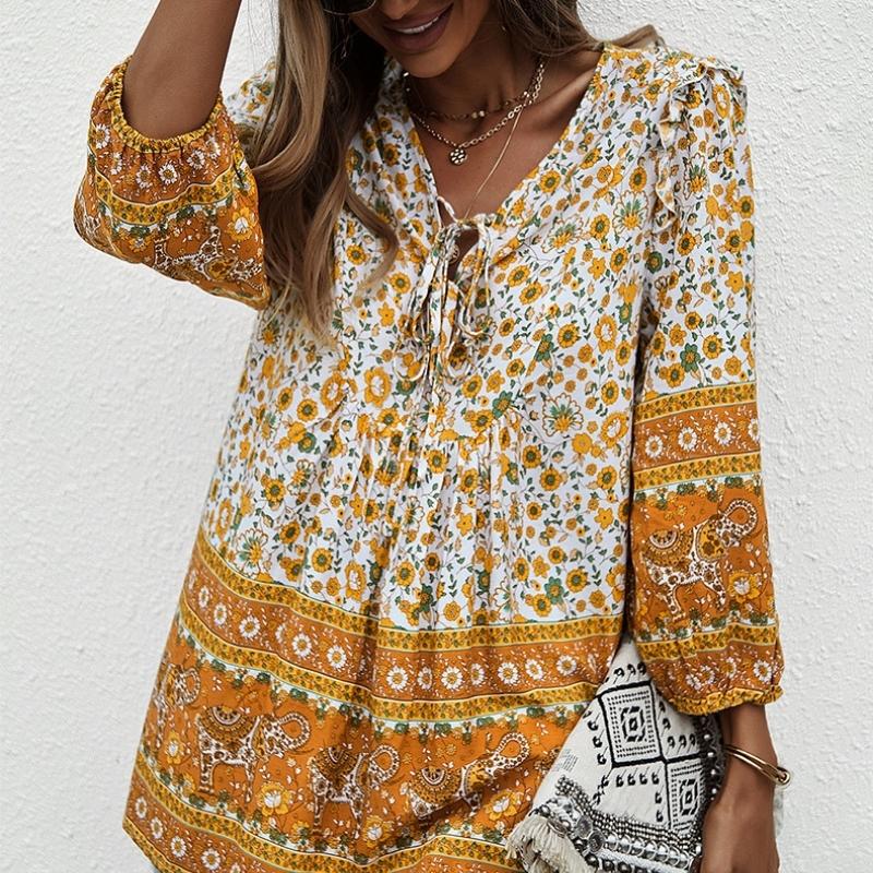 Long Sleeves Printed Shirts Blouses