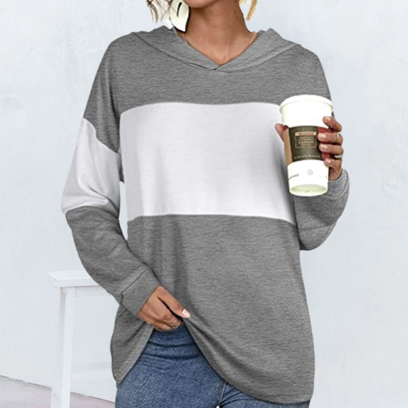 Contrast Hooded Long Sleeve Casual Sweatshirt