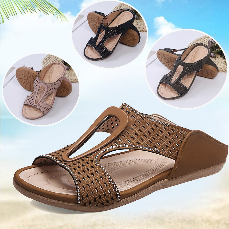 Damen Sommer hohle lässige flache Sandalen