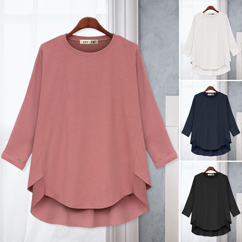 T-Shirt mit Rundhalsausschnitt und unregelmäßigem Saum