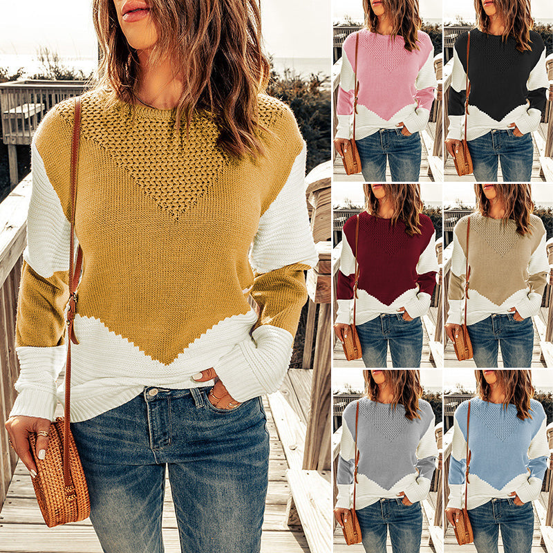 Pullover mit Rundhalsausschnitt und Farbblock