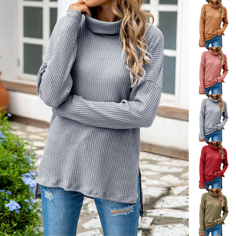 Lockerer Unregelmäßiger Strickpullover mit Rollkragen
