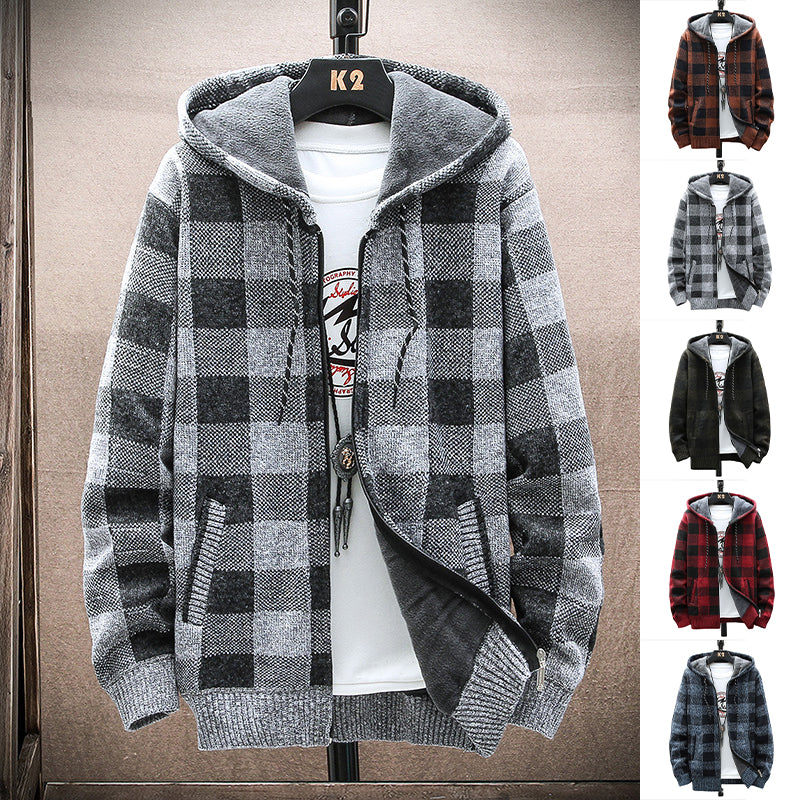 Kapuzenjacke mit Karodruck