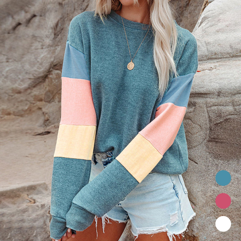 Kontrast-Sweatshirt mit Rundhalsausschnitt