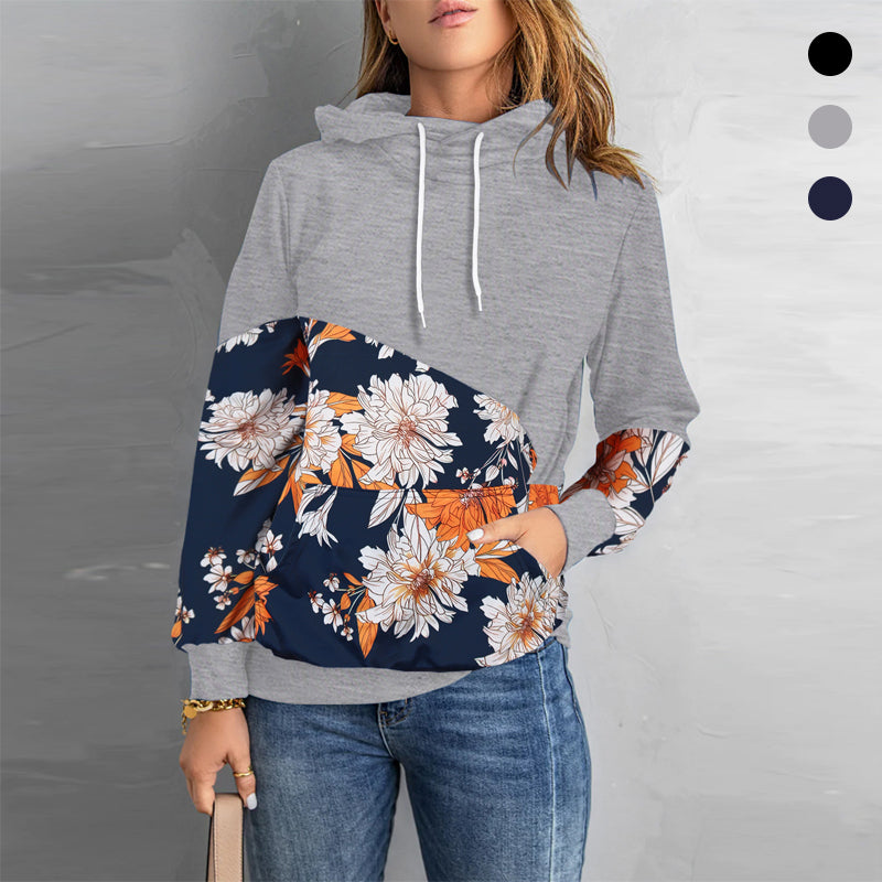 Langarmiges Sweatshirt mit Kapuze und hohem Ausschnitt