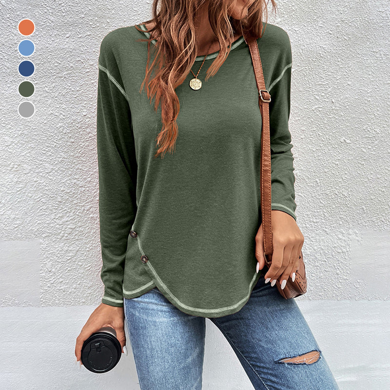 Einfarbiges Unregelmäßiges T-Shirt mit Knopf