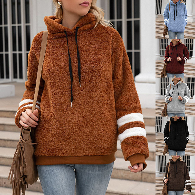 Plüsch-Sweatshirt mit Kordelzug und Kapuze