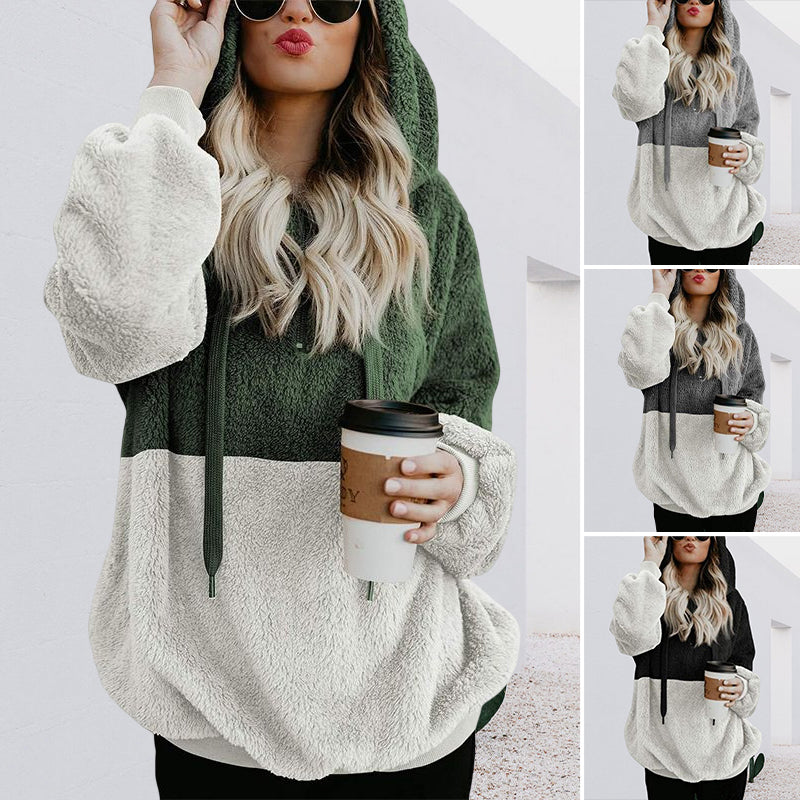 Fleece-Hoodie mit Farbblockdesign