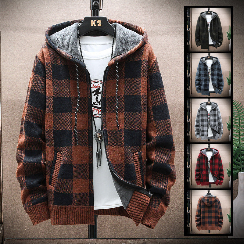 Kapuzenjacke mit Karodruck
