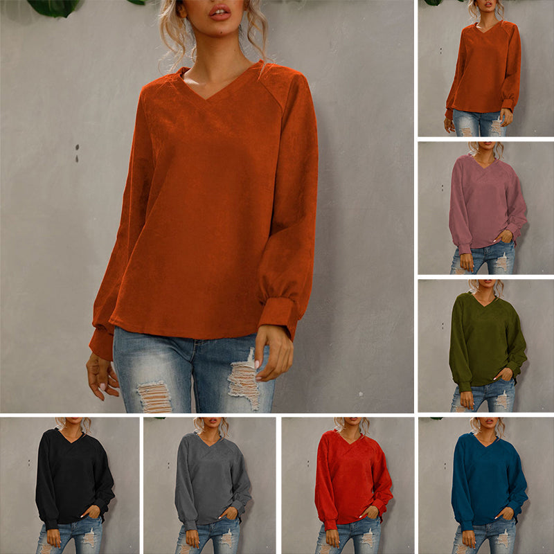 Einfarbiges Cord-T-Shirt