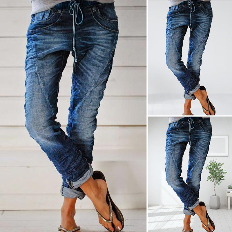 Gekräuselte Jeans mit Kordelzug