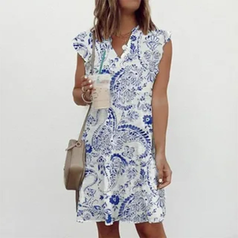Frühling Und Sommer Frisches Blumenkleid