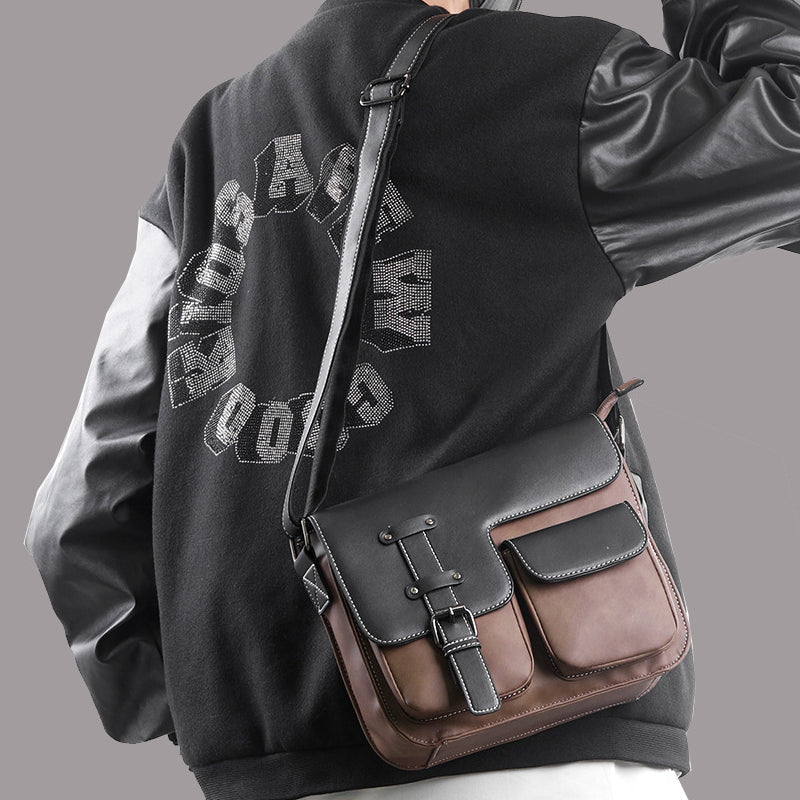 Neue Umhängetasche aus Leder mit mehreren Taschen für Herren