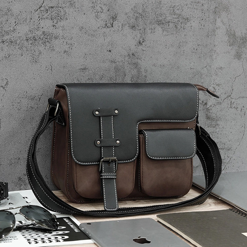 Neue Umhängetasche aus Leder mit mehreren Taschen für Herren