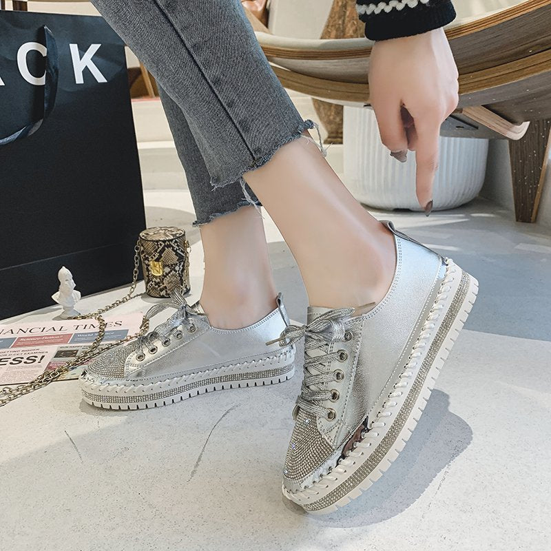 🎉Sommerangebot🎉SNEAKERS AUS DIAMOND SILVER LEDER