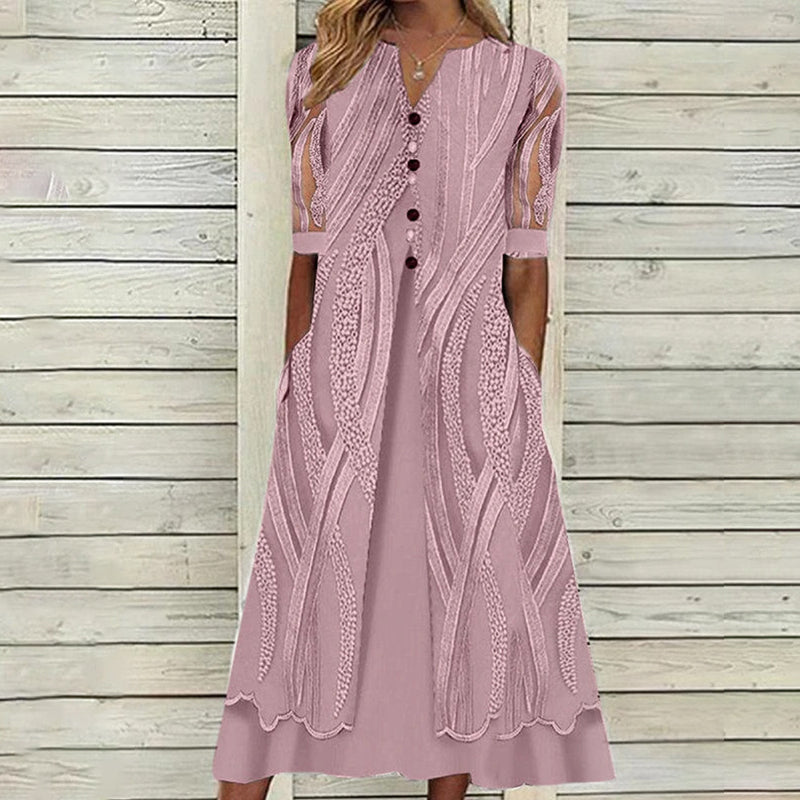 Damenkleid mit Taschen und V-Ausschnitt