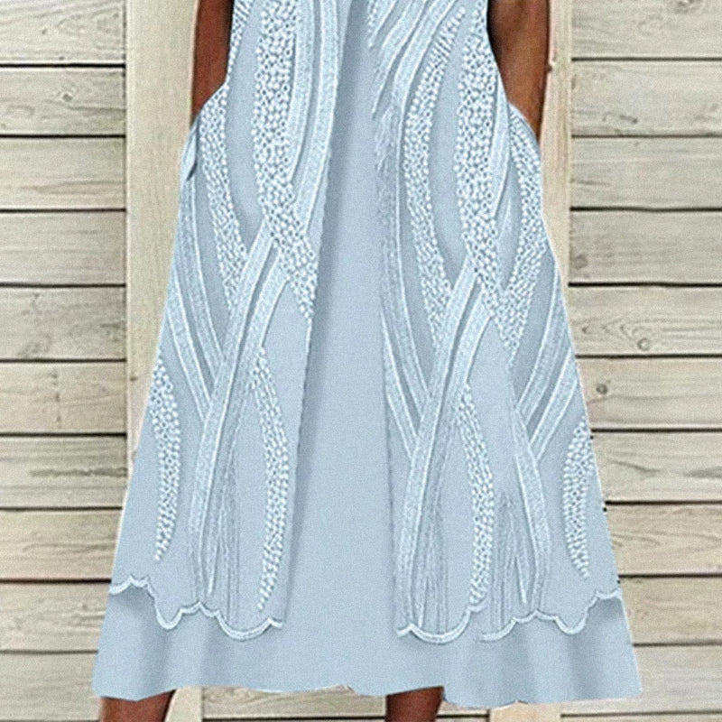 Damenkleid mit Taschen und V-Ausschnitt
