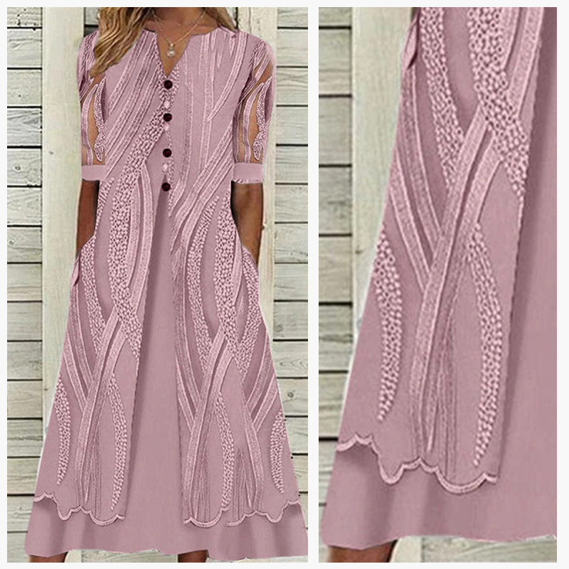 Damenkleid mit Taschen und V-Ausschnitt