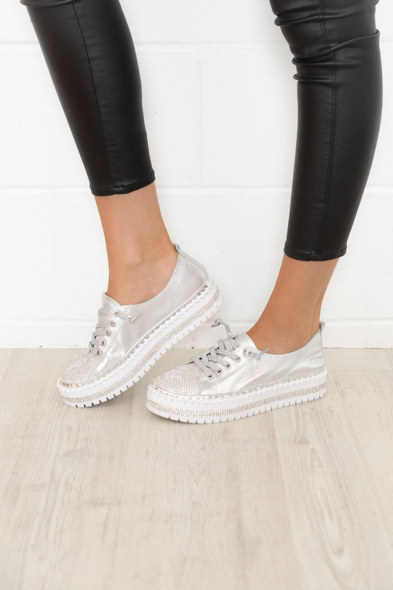 🎉Sommerangebot🎉SNEAKERS AUS DIAMOND SILVER LEDER