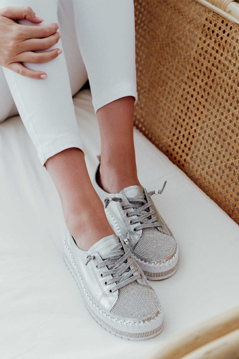 🎉Sommerangebot🎉SNEAKERS AUS DIAMOND SILVER LEDER