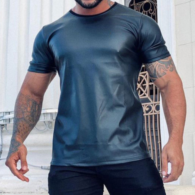 Sommer Schwarzes Leder-T-Shirt