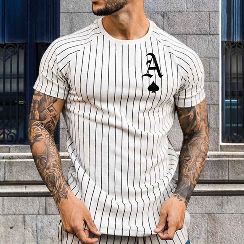 Gestreiftes Sommer-T-Shirt für Herren mit Rundhalsausschnitt