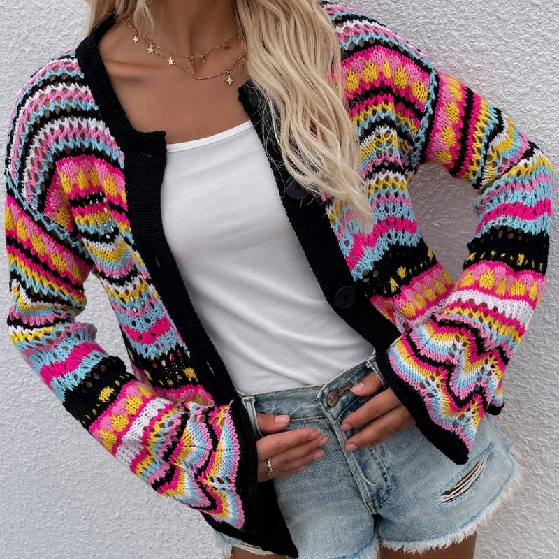 Bunte Mode lose Strickjacke