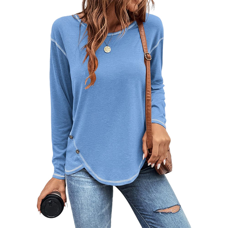 Einfarbiges Unregelmäßiges T-Shirt mit Knopf