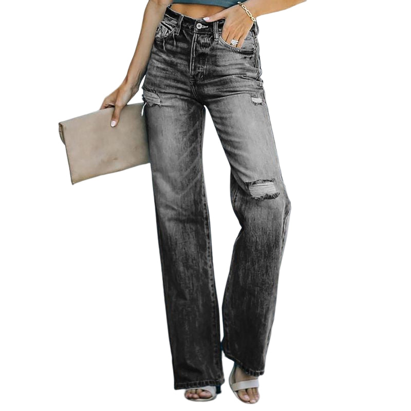 Lässige Jeans mit weitem Bein für Damen im Herbst