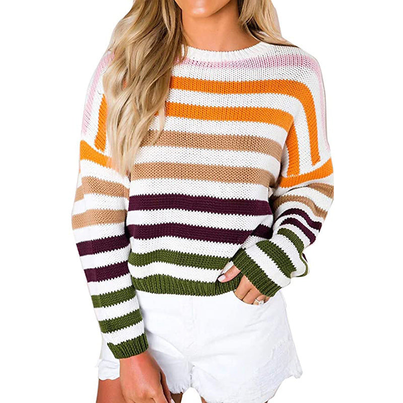 Herbst Gestreifter Pullover