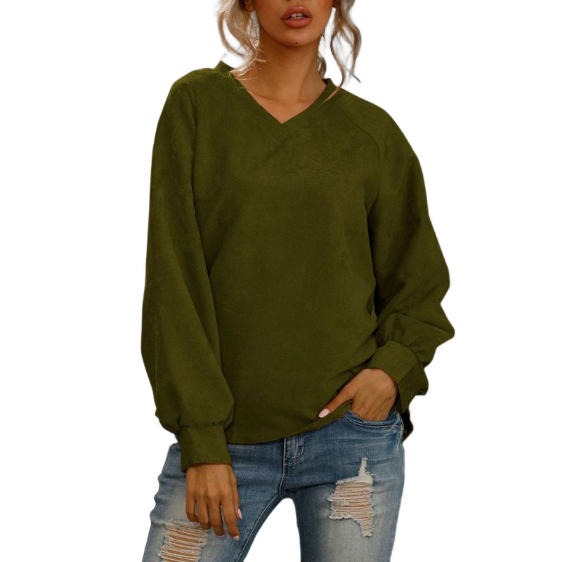 Einfarbiges Cord-T-Shirt