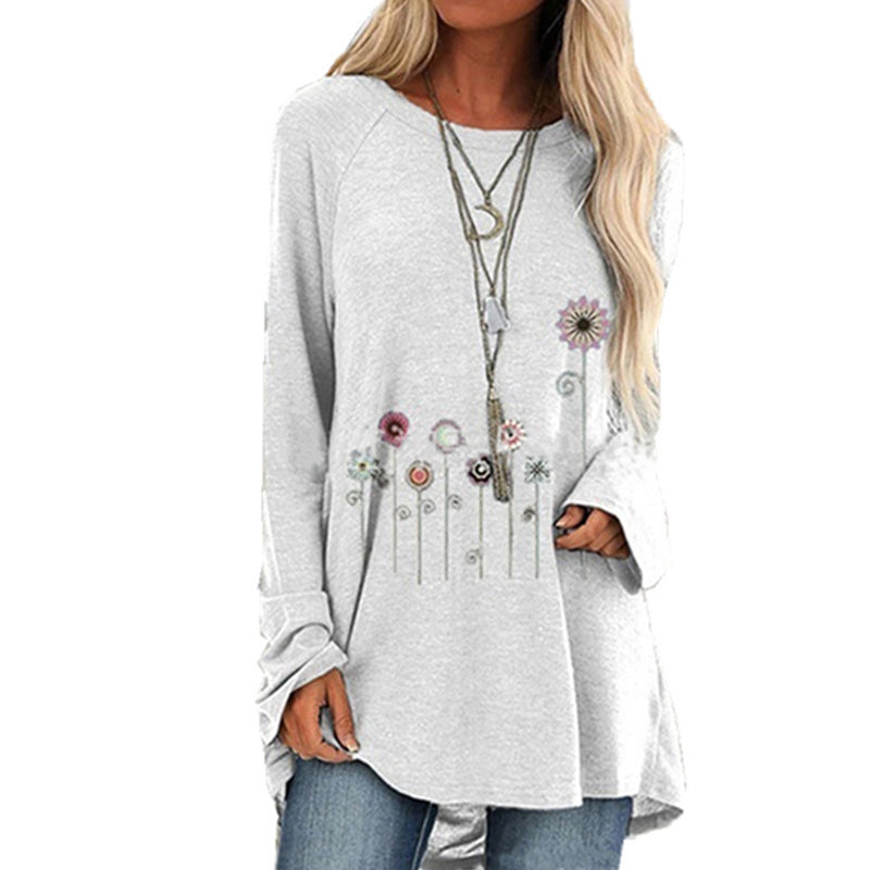 Langärmeliges T-Shirt mit Blumendruck