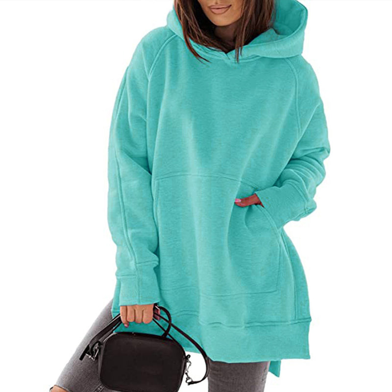 Langarm-Fleece-Sweatshirt mit Kapuze für Damen
