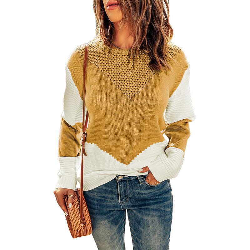 Pullover mit Rundhalsausschnitt und Farbblock