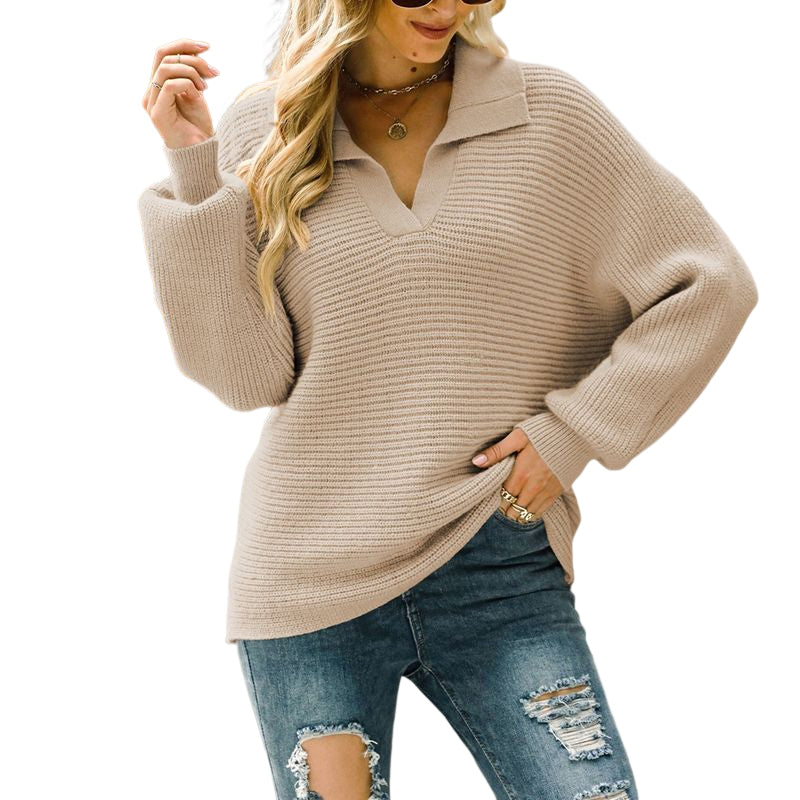 Einfarbiger Pullover Mit Revers