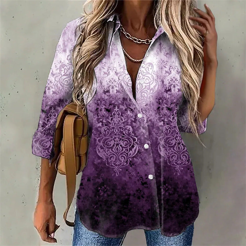Buttons Printed Long Sleeve Shirts