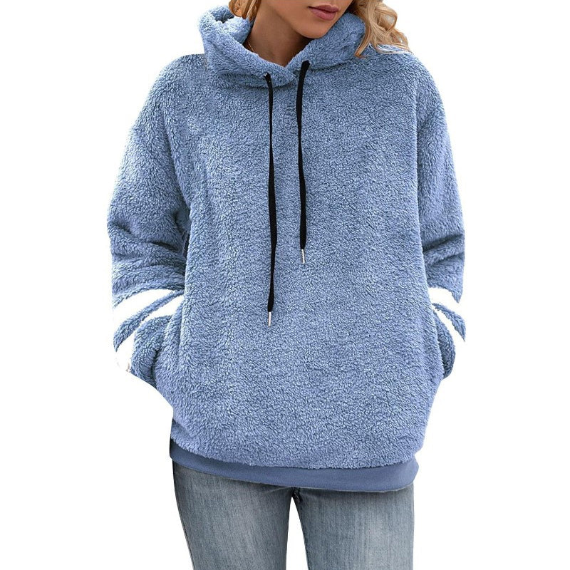 Plüsch-Sweatshirt mit Kordelzug und Kapuze