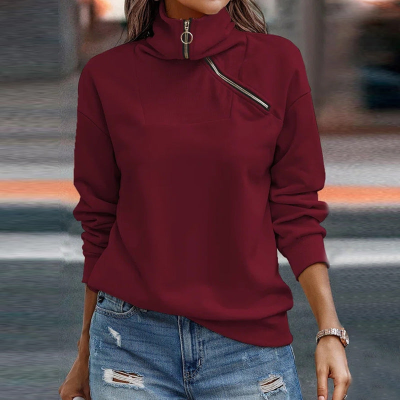 Casual Zip Turtleneck Sweatshirt