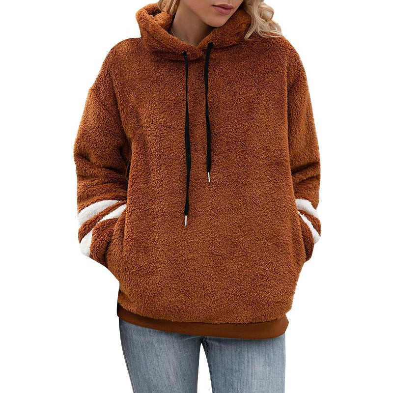 Plüsch-Sweatshirt mit Kordelzug und Kapuze