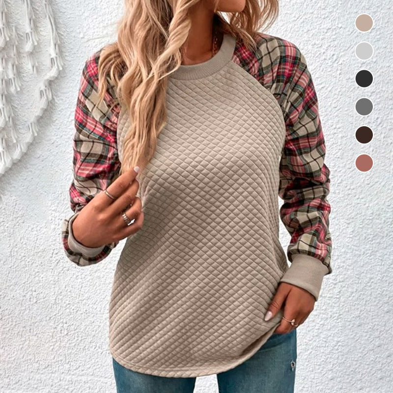 Karierte Patchwork-Sweatshirts für Damen