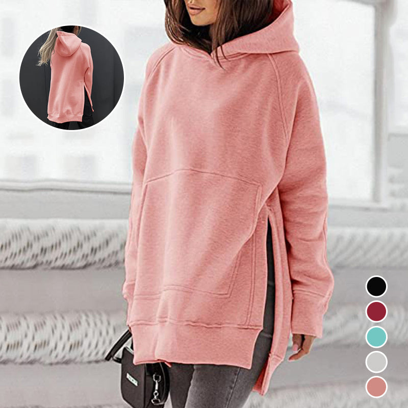 Langarm-Fleece-Sweatshirt mit Kapuze für Damen