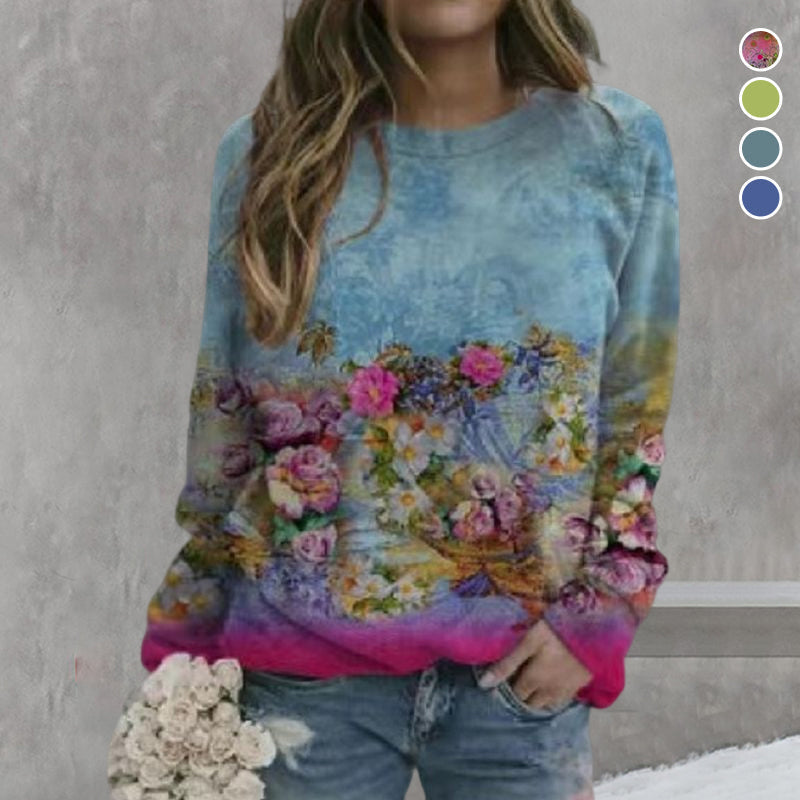 Mehrfarbiges Sweatshirt mit Blumenmuster