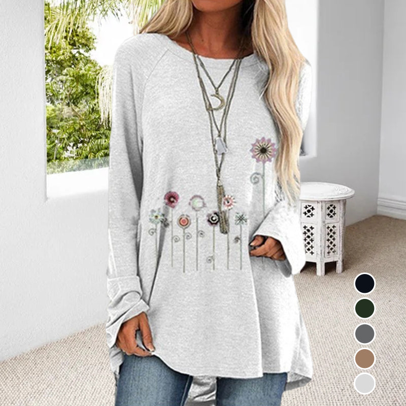 Langärmeliges T-Shirt mit Blumendruck