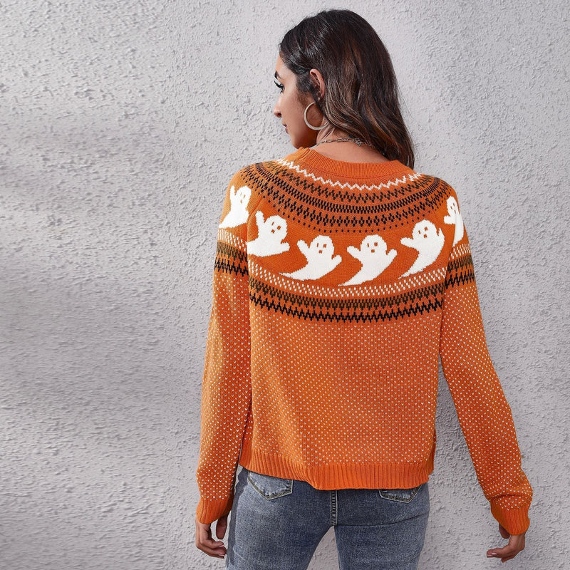 Halloween Gespenst Vintage Polka Dot Pullover