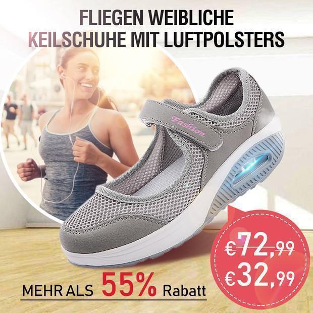 Fliegen Weibliche Keilschuhe Mit Luftpolsters, Gemütliche Wanderschuhe