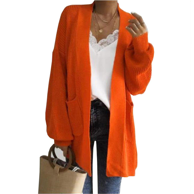 Langer Pullover Mit Lockeren Ballonärmeln Strickjack