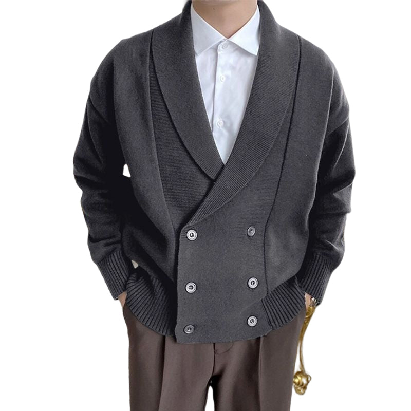 Vollfarbige geknöpfte Strickjacke
