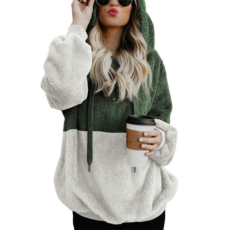 Fleece-Hoodie mit Farbblockdesign