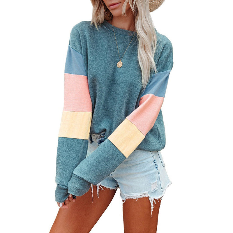 Kontrast-Sweatshirt mit Rundhalsausschnitt